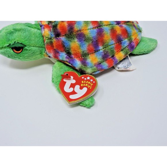 2001 Ty Beanie Babies 6 inch Zoom the Sea Turtle Rainbow Shell Tag Errors - Picture 7 of 11